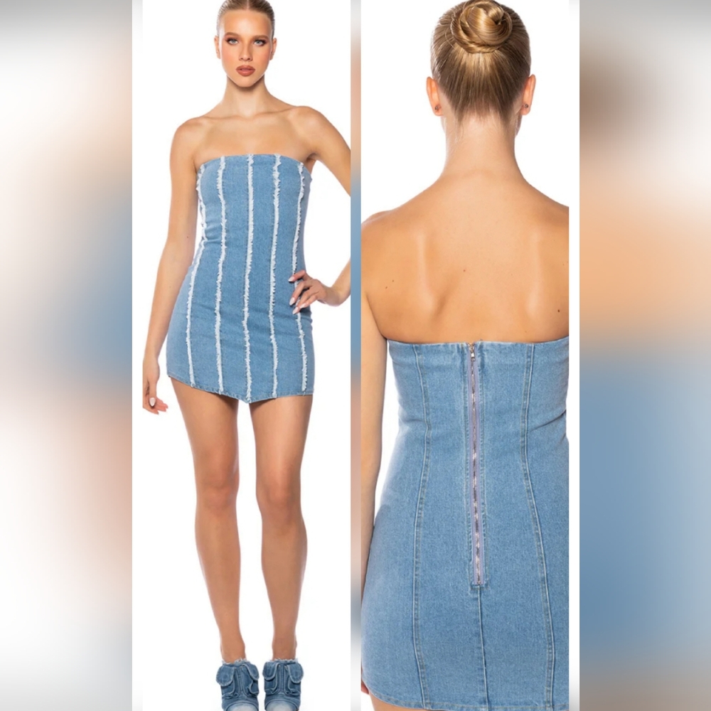 Denim Strapless Mini Dress